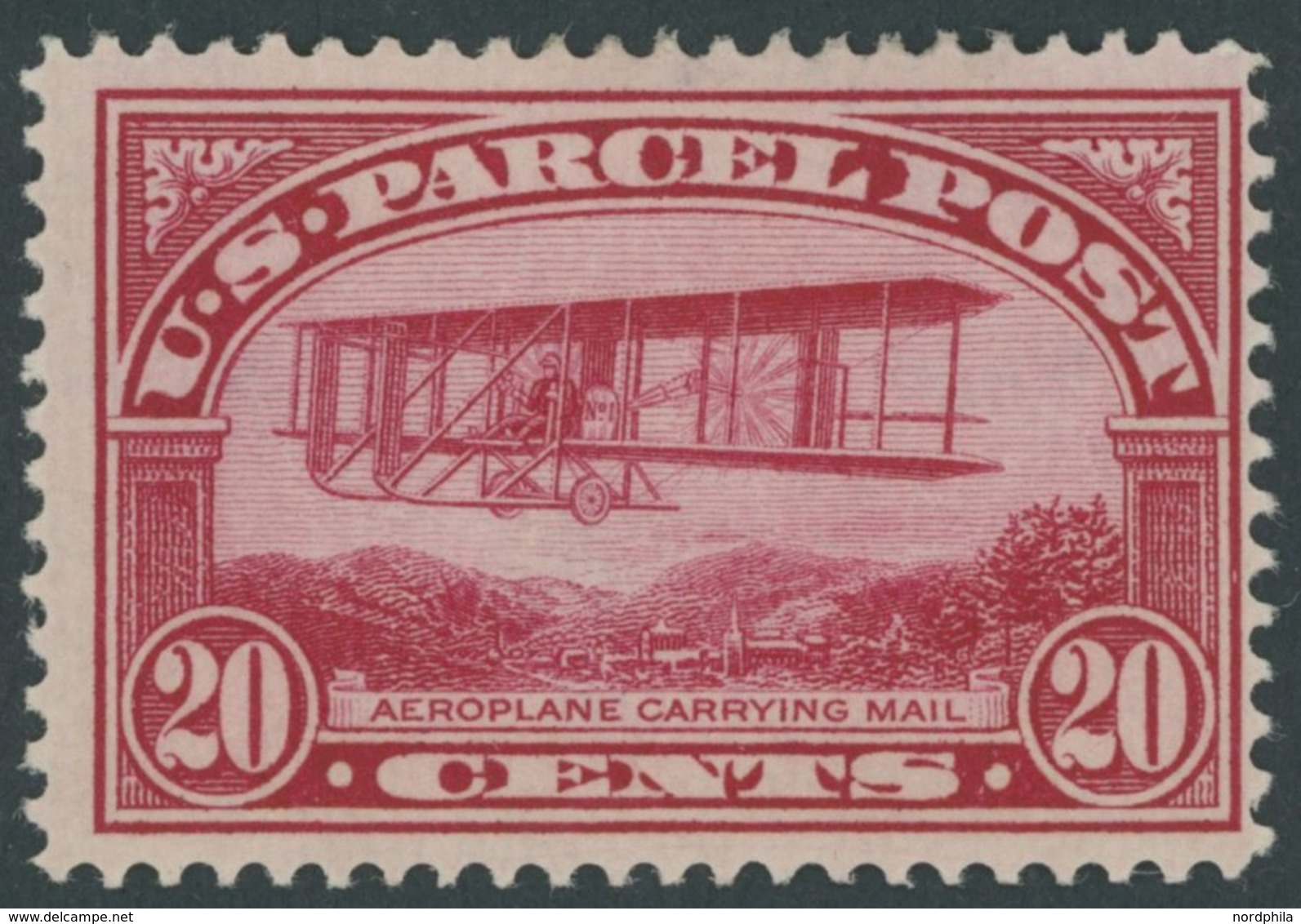 USA Pa 8 *, Scott Q 8, 1912, 20 C. Doppeldecker Wright, Mehrere Falzreste, Pracht, $ 120 - Gebraucht