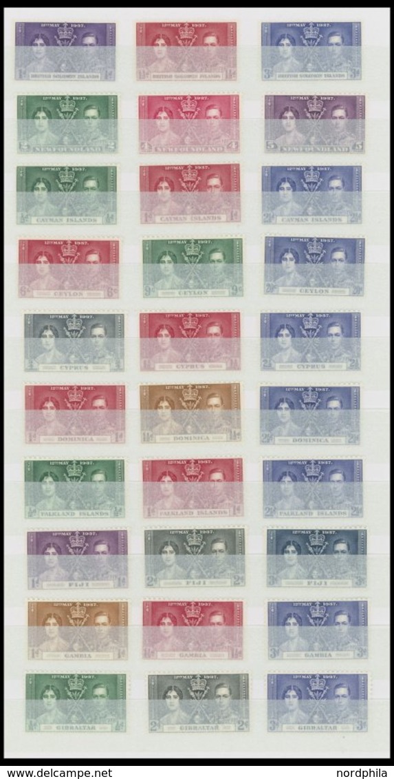 SLG. ÜBERSEE **, Britisch Commonwealth: 1937, Coronation, 45 Ausgaben (aus Aden - Virgin Islands), Insgesamt 135 Werte,  - Sonstige & Ohne Zuordnung