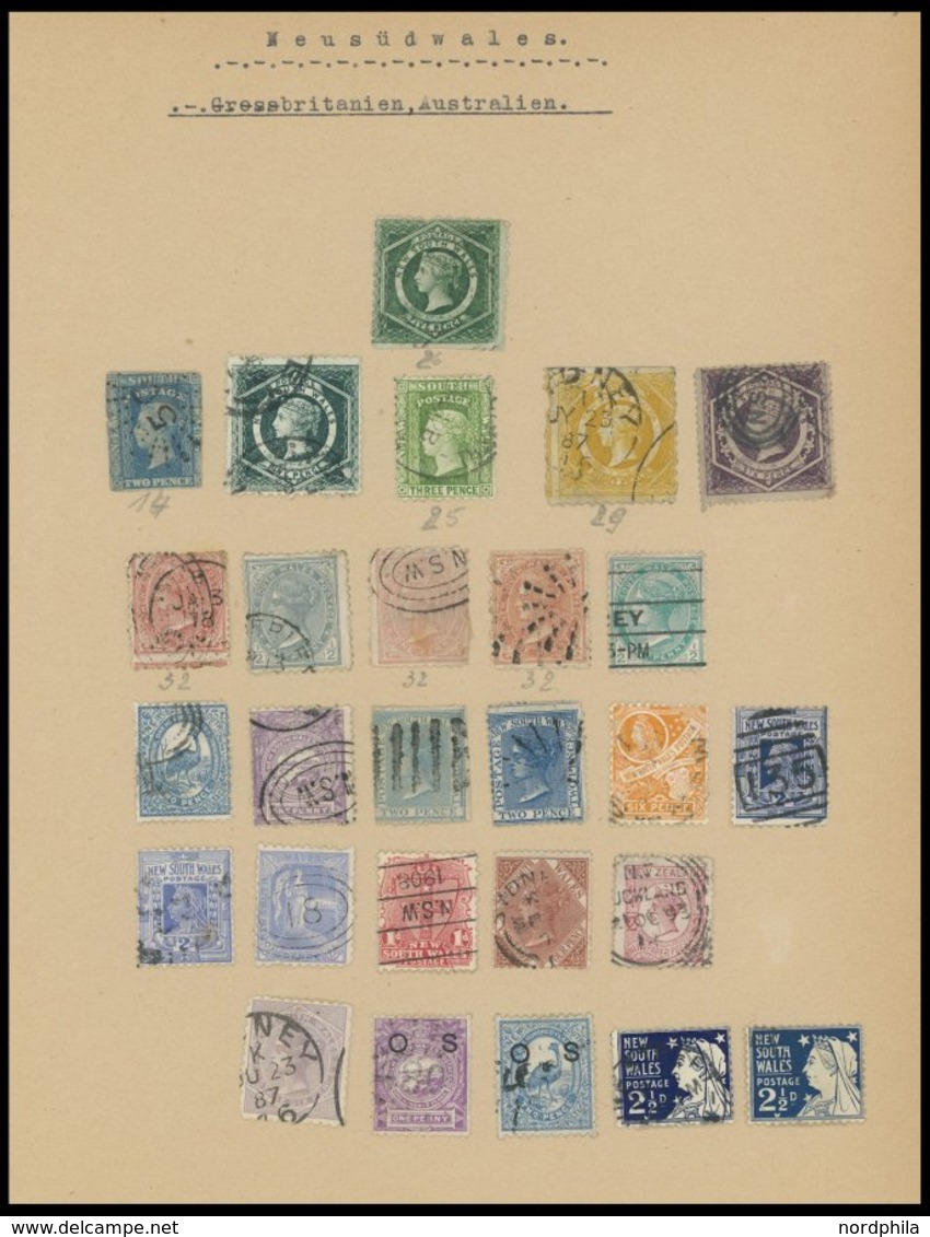 SLG. ÜBERSEE o,* , alte Sammlung Übersee auf Blättern, bis ca. 1920, einige mittlere Werte, Erhaltung unterschiedlich, b