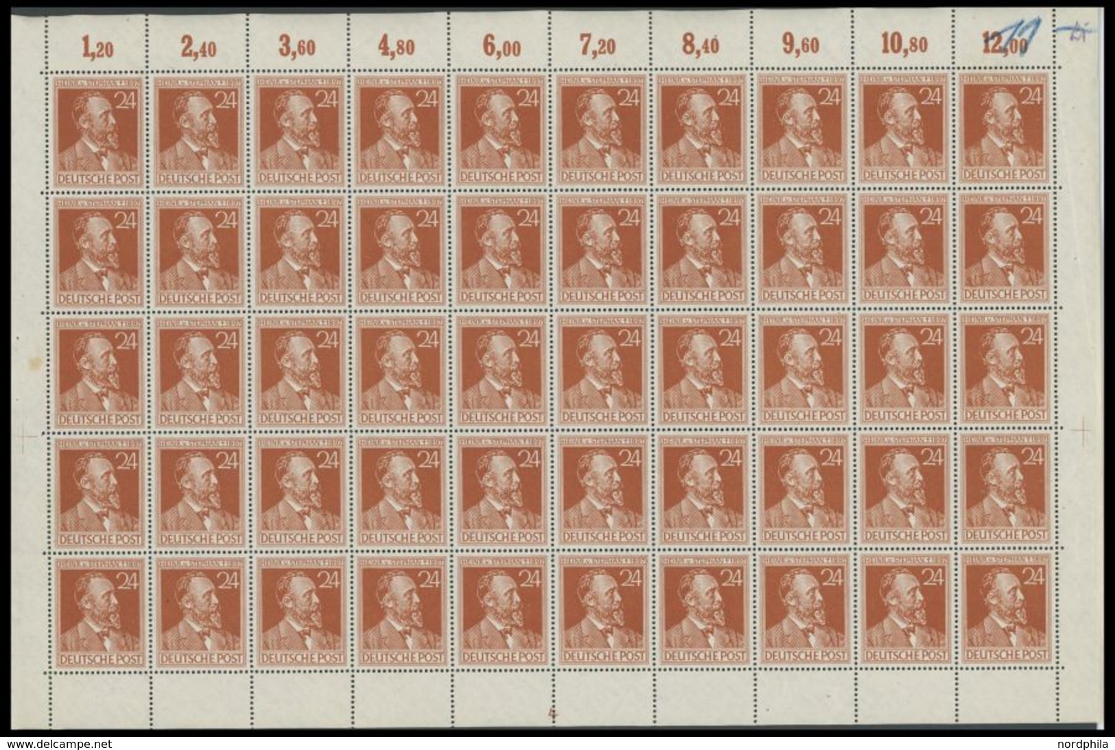 Heinrich von Stephan-Sammlung mit u.a. ca. 30 Belegen und einem Bogen Alliierte Besetzung Gemeinschaftsausgaben Mi.Nr. 9