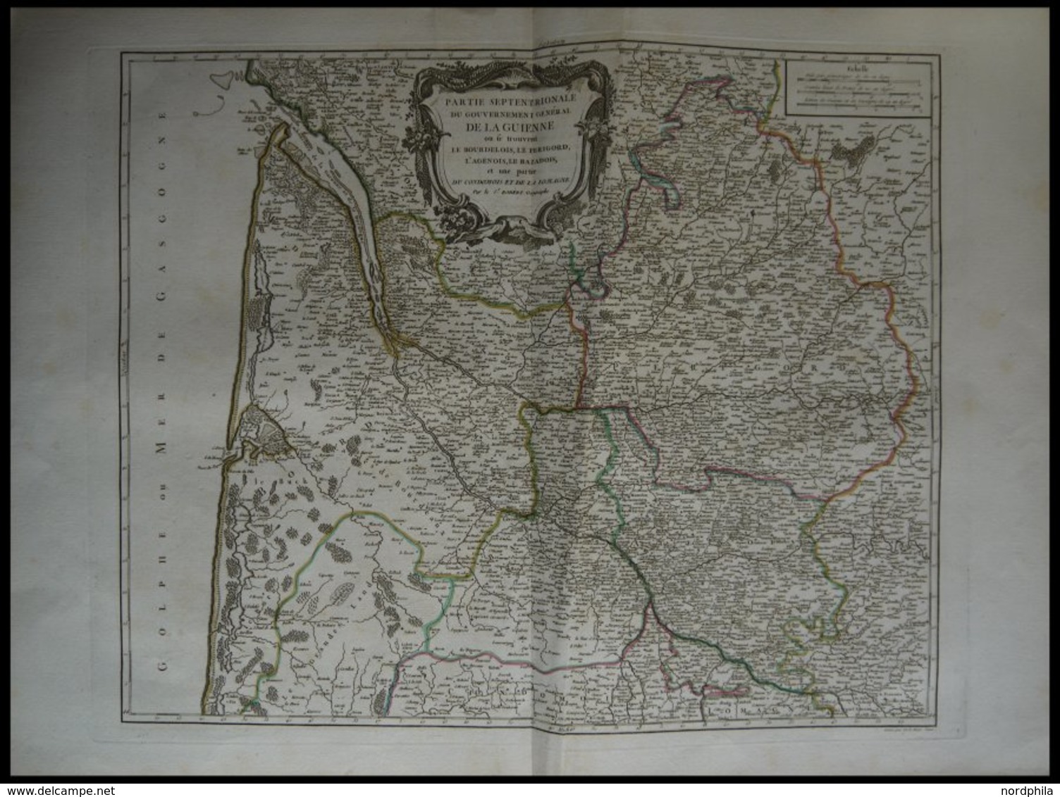 ALTE LANDKARTEN - FRANKRE (50x60) , Die Provinzen Le Bourdelois, Le Perigord, L`Agenois, Le Bazadois, Altkolorierter Kup - Other & Unclassified