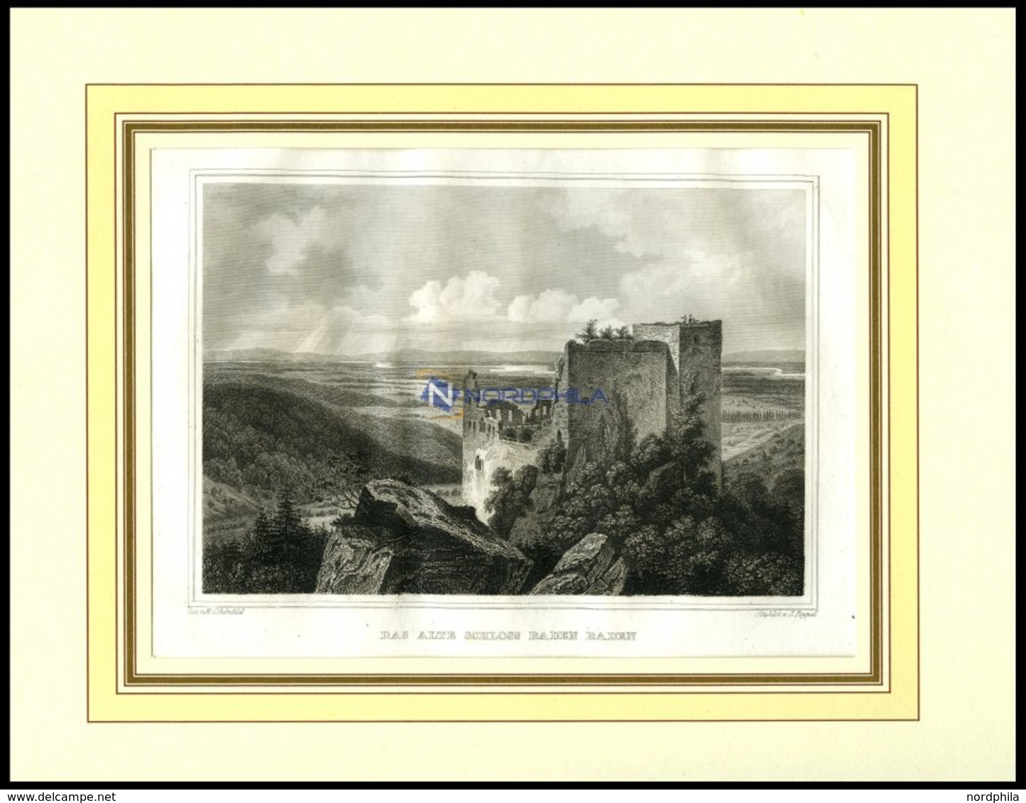 BADEN-BADEN: Die Ruine Des Alten Schlosses, Stahlstich Von Schönfeld/Poppel, 1840 - Lithographies