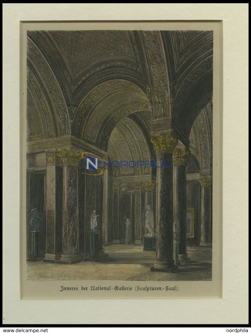 BERLIN: Das Innere Der Nationalgallerie (Skulpturen-Saal) Kolorierter Holzstich Um 1880 - Lithographies