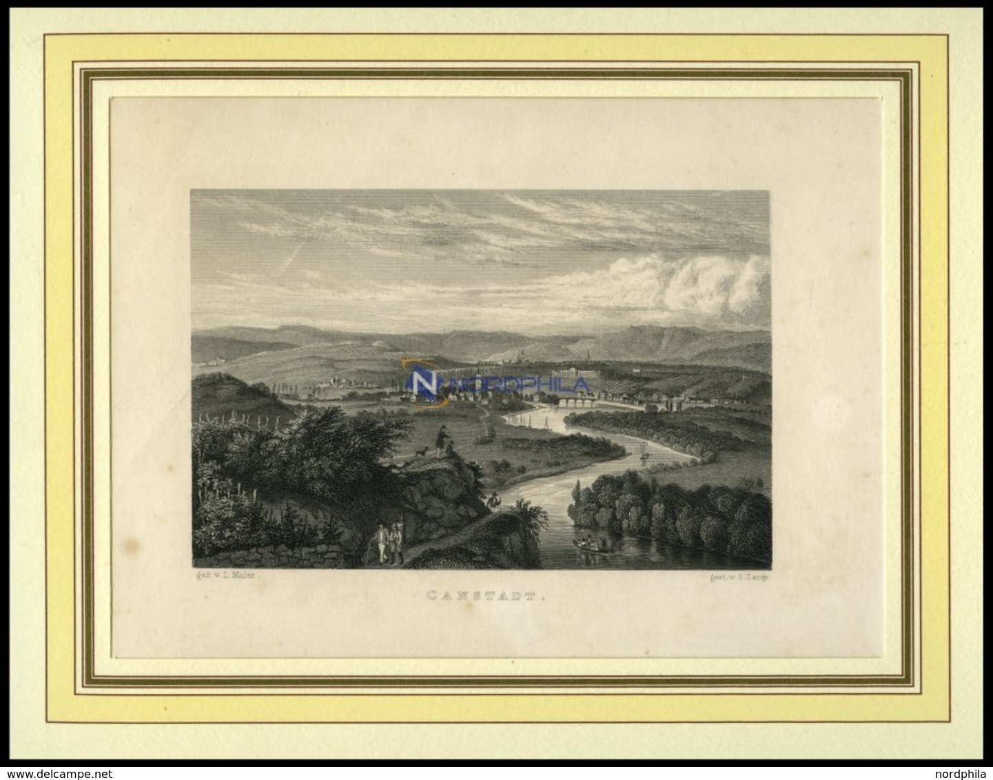 CANNSTADT, Gesamtansicht, Stahlstich Von Maier/Lacey Um 1840 - Lithographien