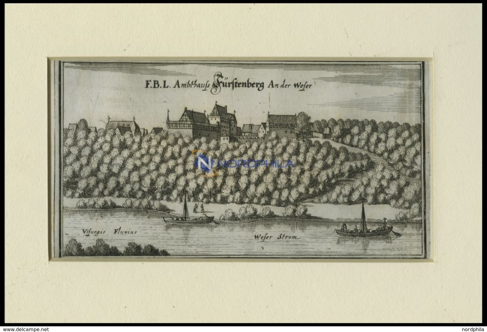 FÜRSTENBERG, Gesamtansicht, Kupferstich Von Merian Um 1645 - Lithographies