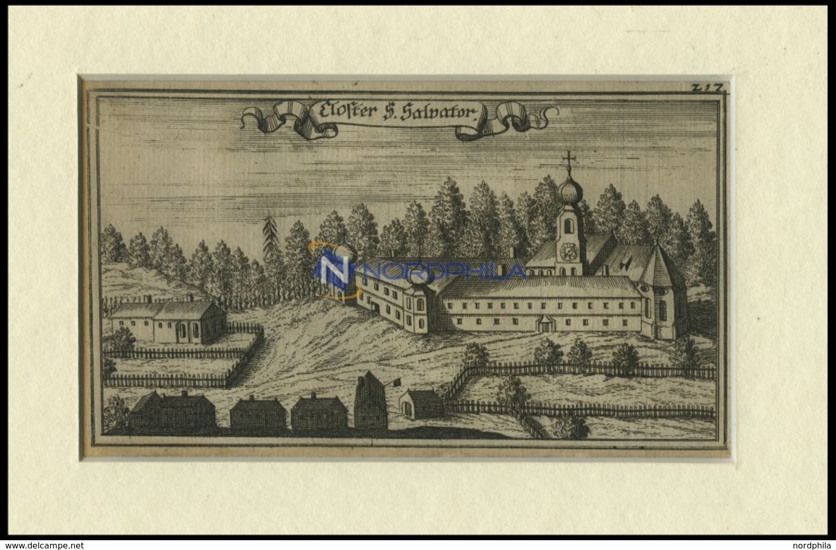 GRIESBACH: Kloster S. Salvator, Kupferstich Von Ertl, 1687 - Lithographies