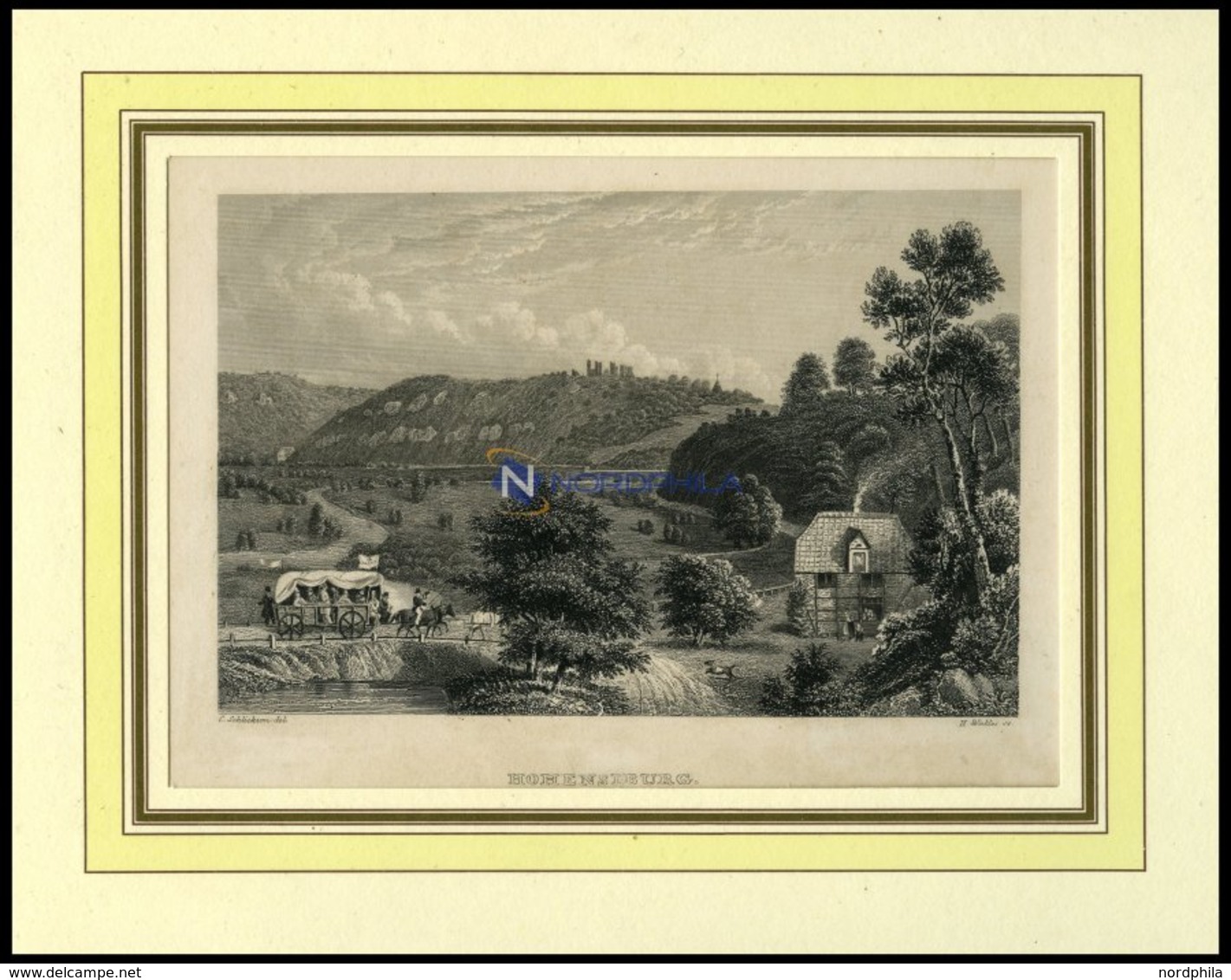 HOHENSIBURG, Gesamtansicht, Stahlstich Von Schlickum/Winkles Um 1880 - Lithographien