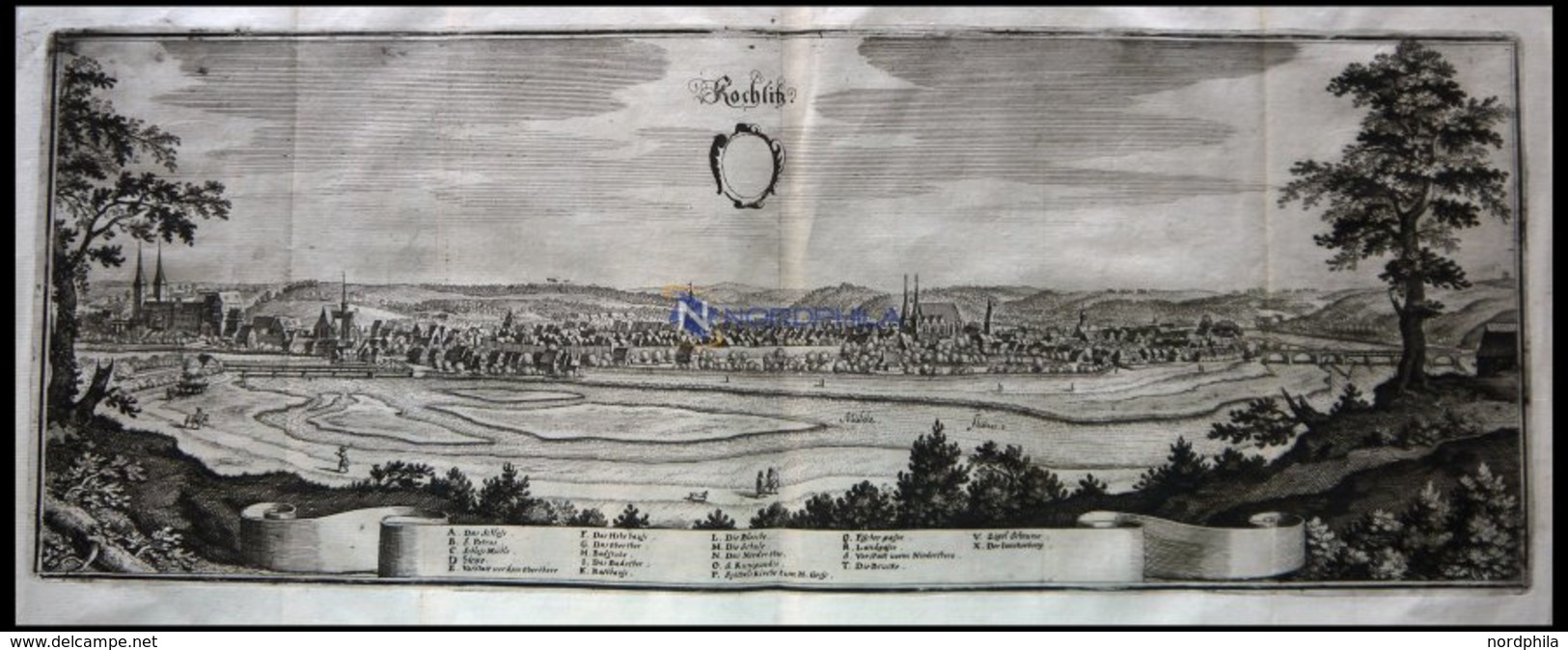 ROCHLITZ/MULDA, Gesamtansicht, Kupferstich Von Merian Um 1645 - Lithographies