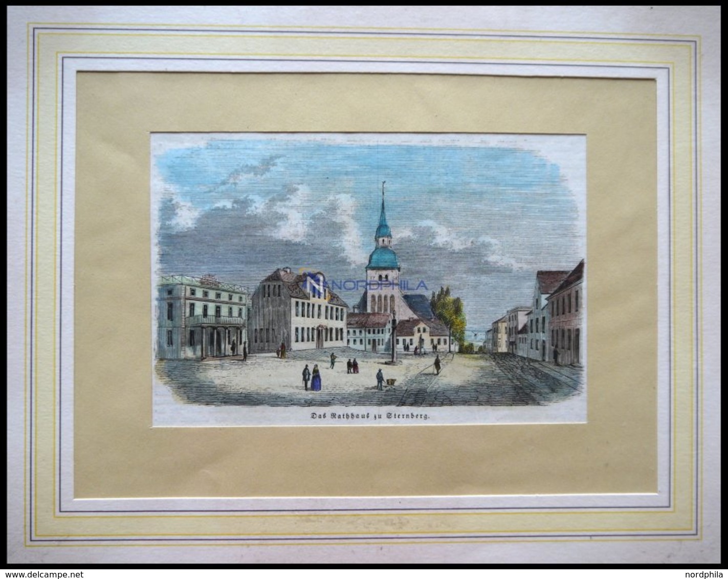 STERNBERG: Das Rathaus, Kolorierter Holzstich Um 1880 - Lithographies