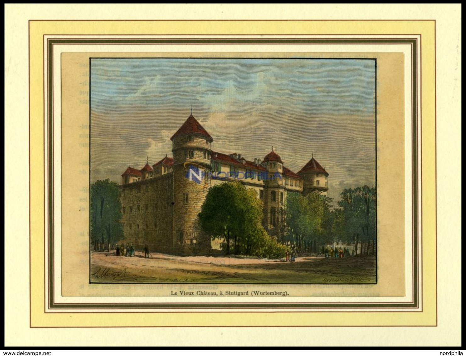 STUTTGART: Das Alte Schloß, Kolorierter Holzstich Von Malte-Brun 1880 - Lithographien