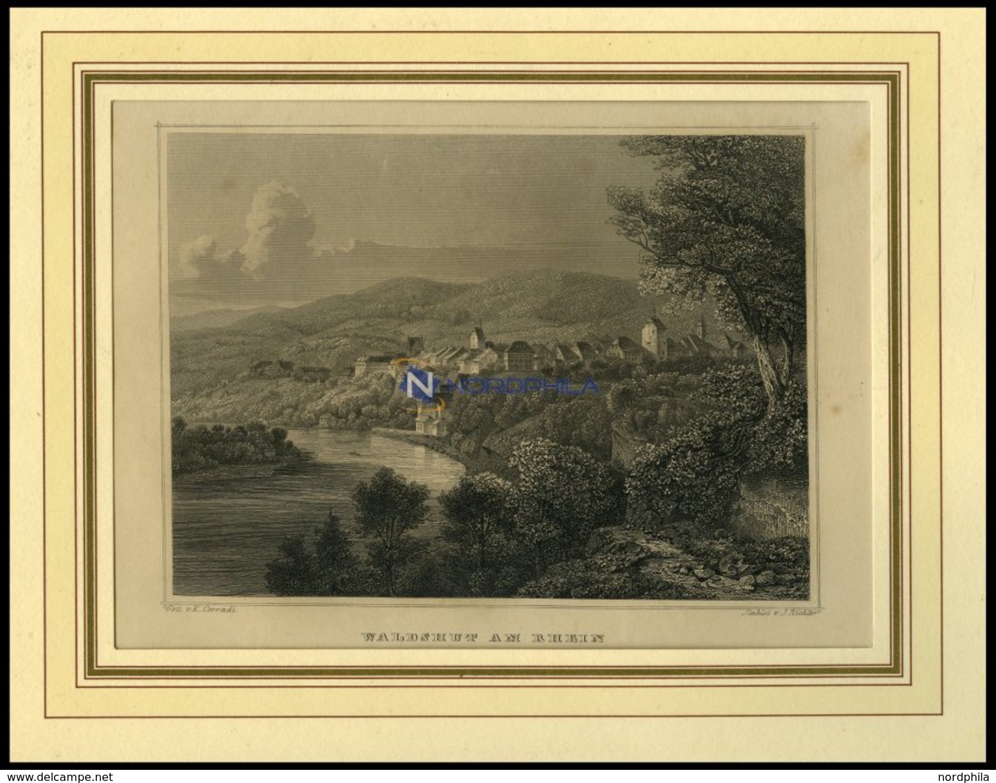 WALDSHUT, Gesamtansicht, Stahlstich Von Corradi/Richter Um 1840 - Lithographies