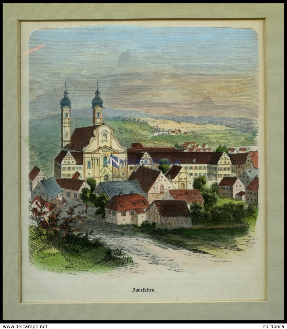 ZWIEFALTEN: Teilansicht, Kolorierter Holzstich Von Mauch Und Kunz, 1866 - Lithographies