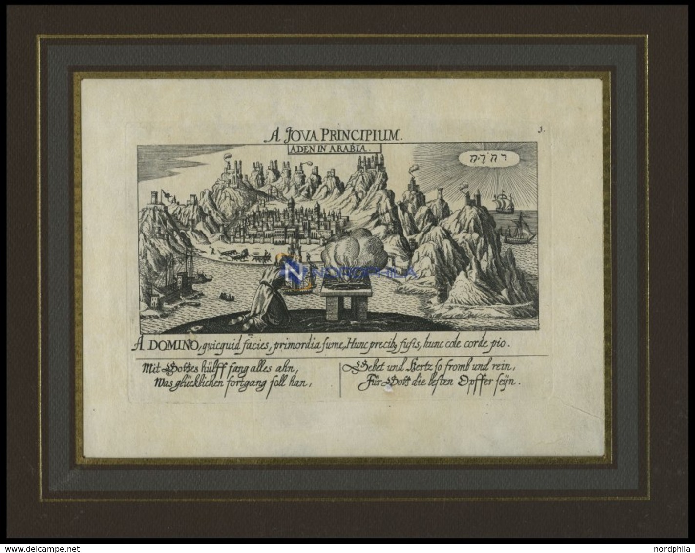 ADEN, Gesamtansicht, Kupferstich Von Meisner Um 1678 - Lithographies