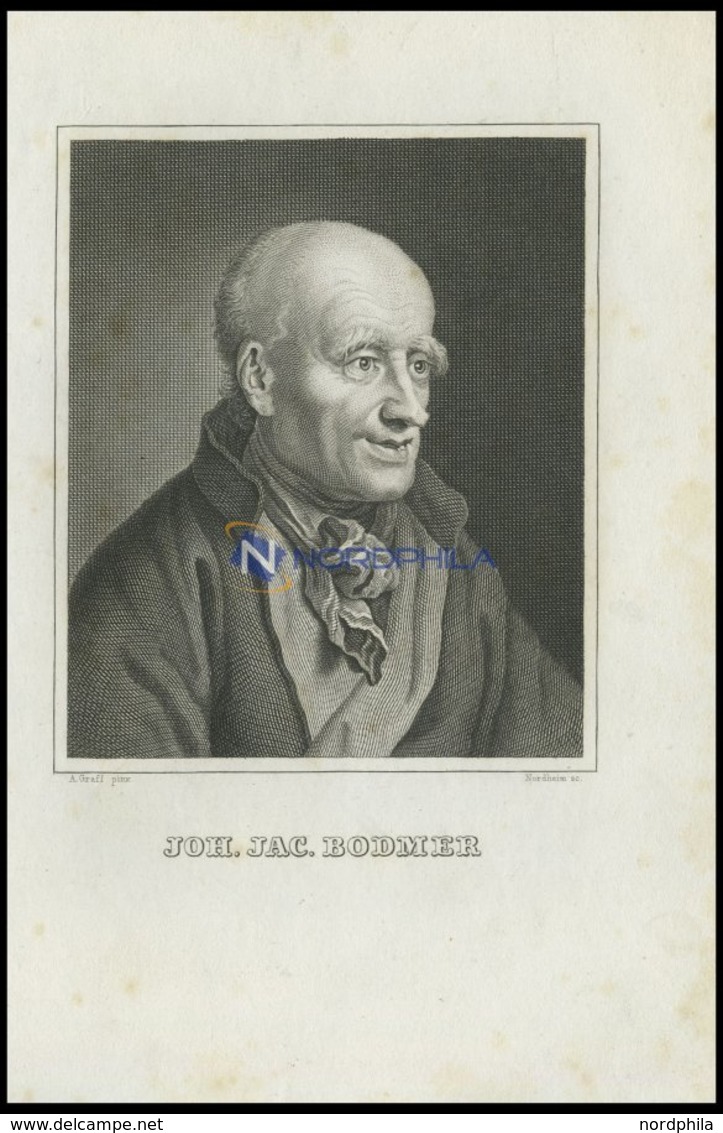 Joh. Jac. Bodmer, Schweizer Gelehrter Und Schriftsteller, Stahlstich Von - Lithographies