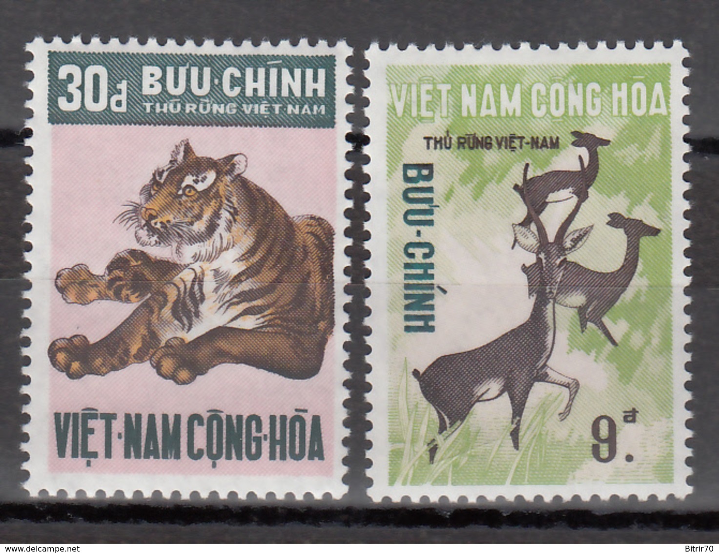 Vietnam Del Sur. 1971 Yvert Nº 401 / 402 MNH. Animales (Fauna), Ciervo Sambar (Cervus Unicolor), Tiger (Panthera Tigris) - Vietnam