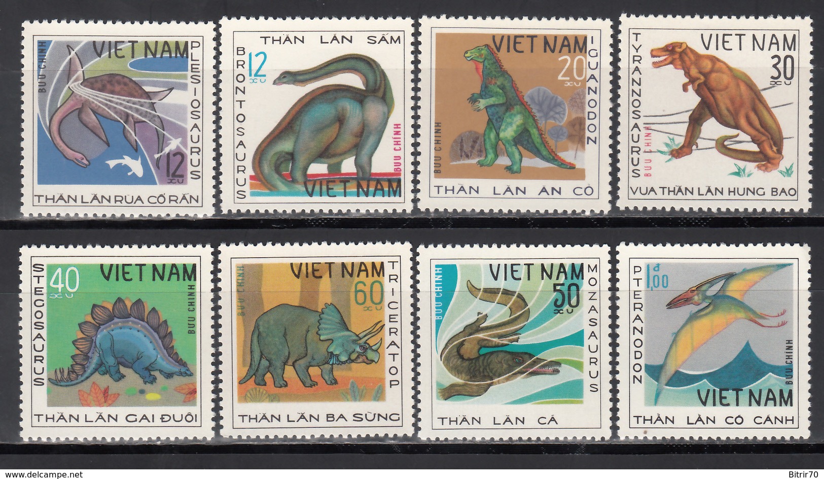 1980 Yvert Nº 146 / 153   MNH,  Animales Prehistóricos - Vietnam