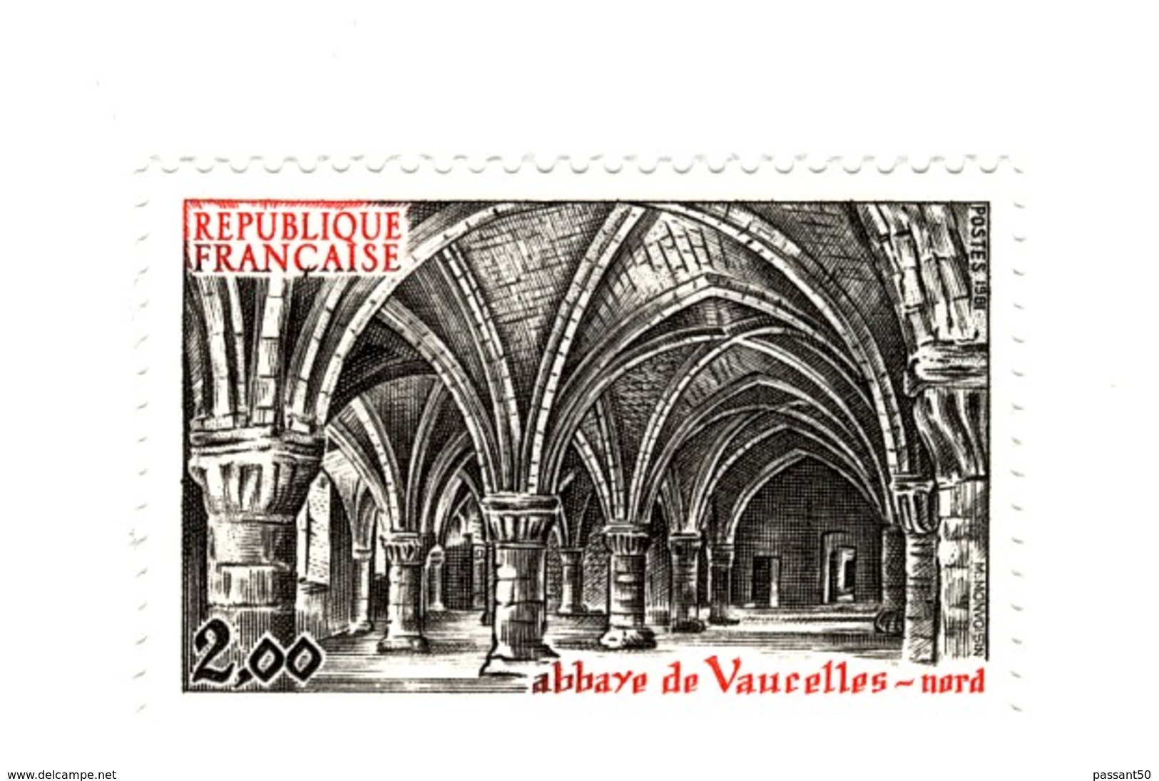 Abbaye De Vaucelles YT 2160 Avec GOMME MATE . Rare , Voir Le Scan . Cote Maury N° 2166a : 40 € . - Neufs