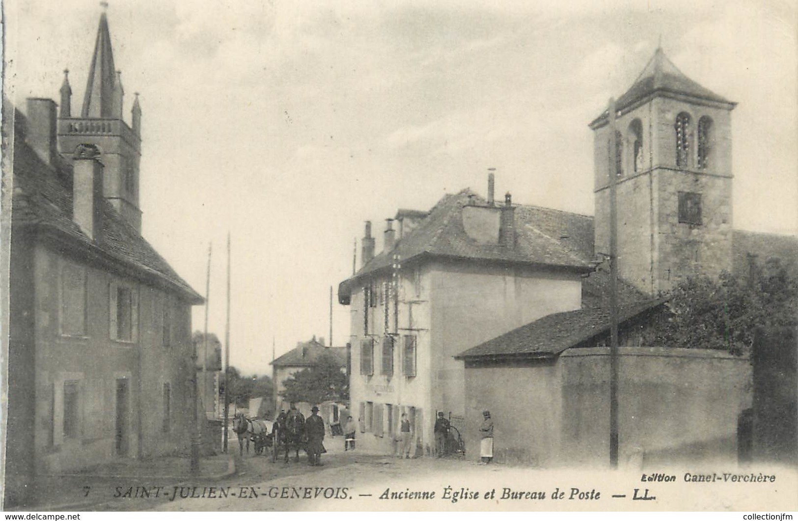 CPA FRANCE 74 "St Julien En Genevois, Ancienne église Et Bureau De Poste" - Saint-Julien-en-Genevois