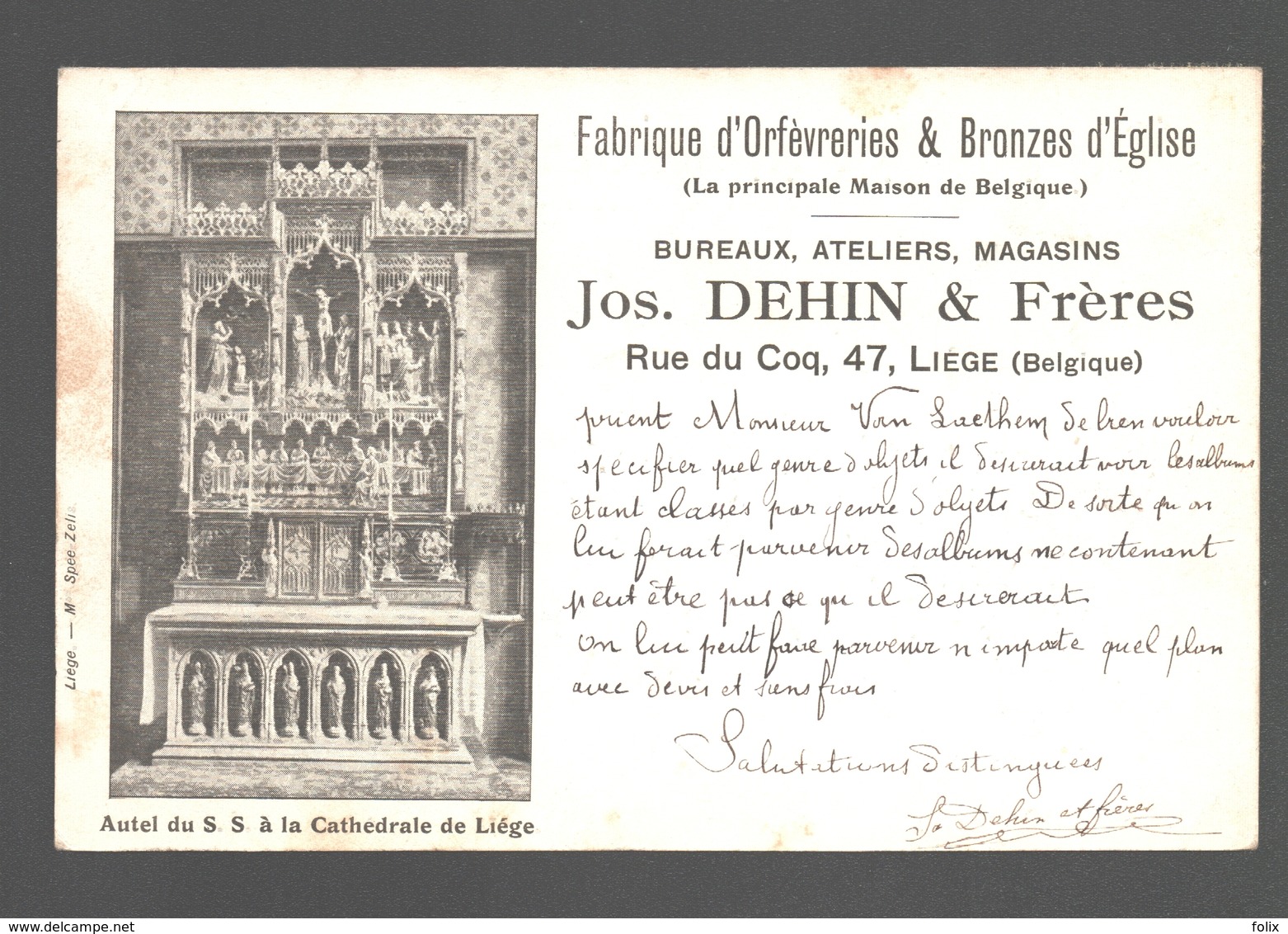 Liège - Autel Du S.S. à La Cathédrale De Liège - Publicité Fabrique D'orfèvreries & Bronzes D'église Jos Dehin & Frères - Luik