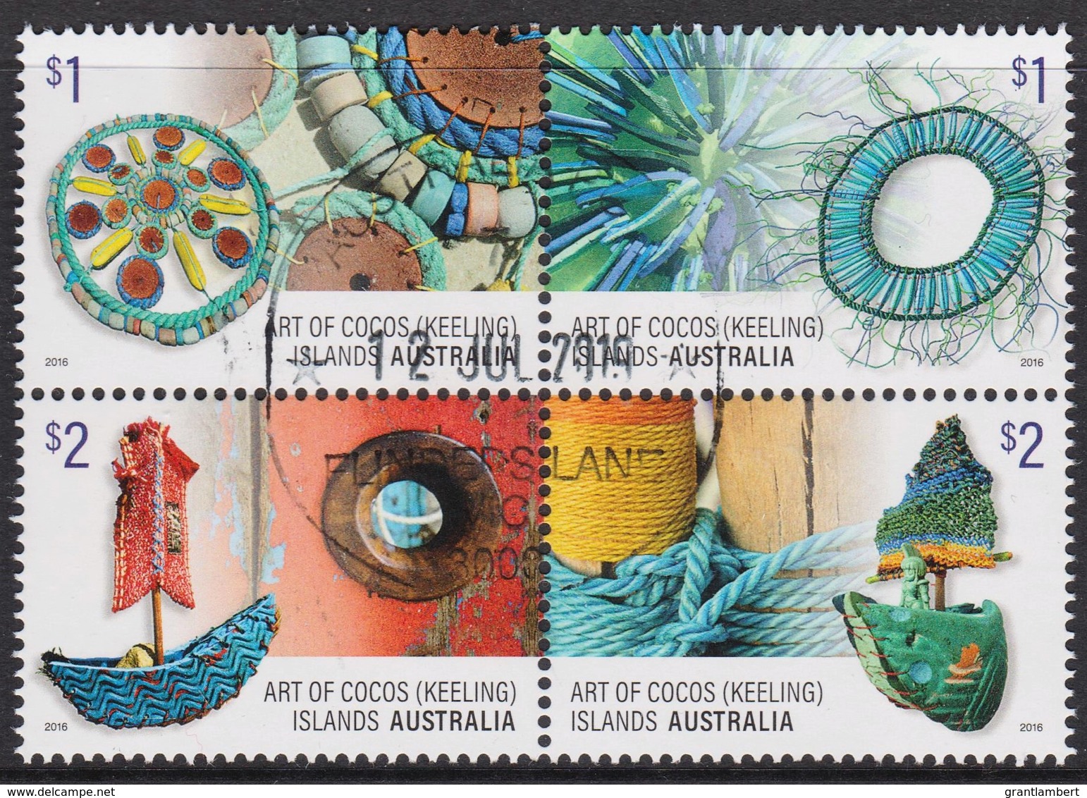 Cocos Islands 2016 Art Of Cocos Set As Block Of 4 CTO - Cocos (Keeling) Islands