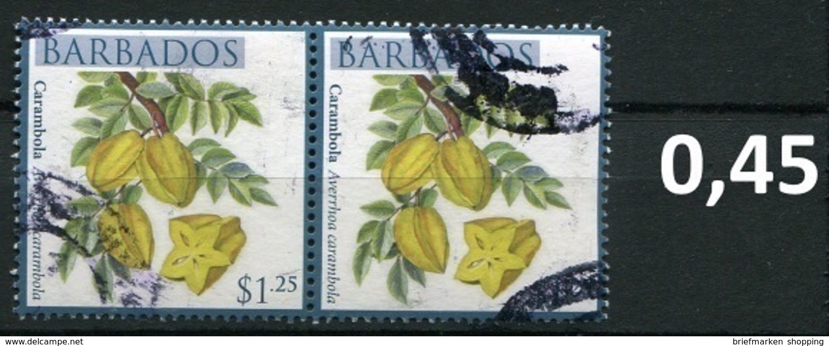 Barbados - Früchte / Fruits 2011 - 1,25 $ Im Paar / Pair - Oo Oblit. Used Gebruikt - Barbados (1966-...)
