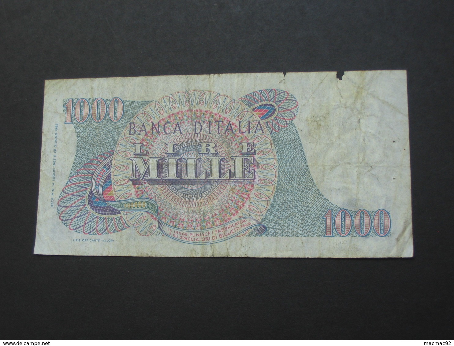 1000 LIRE -  - ITALIE  - Banca D'Italia 1962  **** EN ACHAT IMMEDIAT **** - 1000 Lire