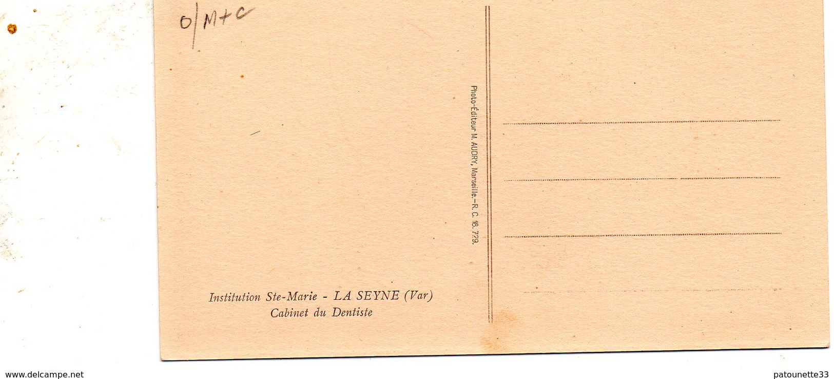 83 LA SEYNE INSTITUTION STE MARIE CABINET DE DENTISTE CLICHE UNIQUE - La Seyne-sur-Mer