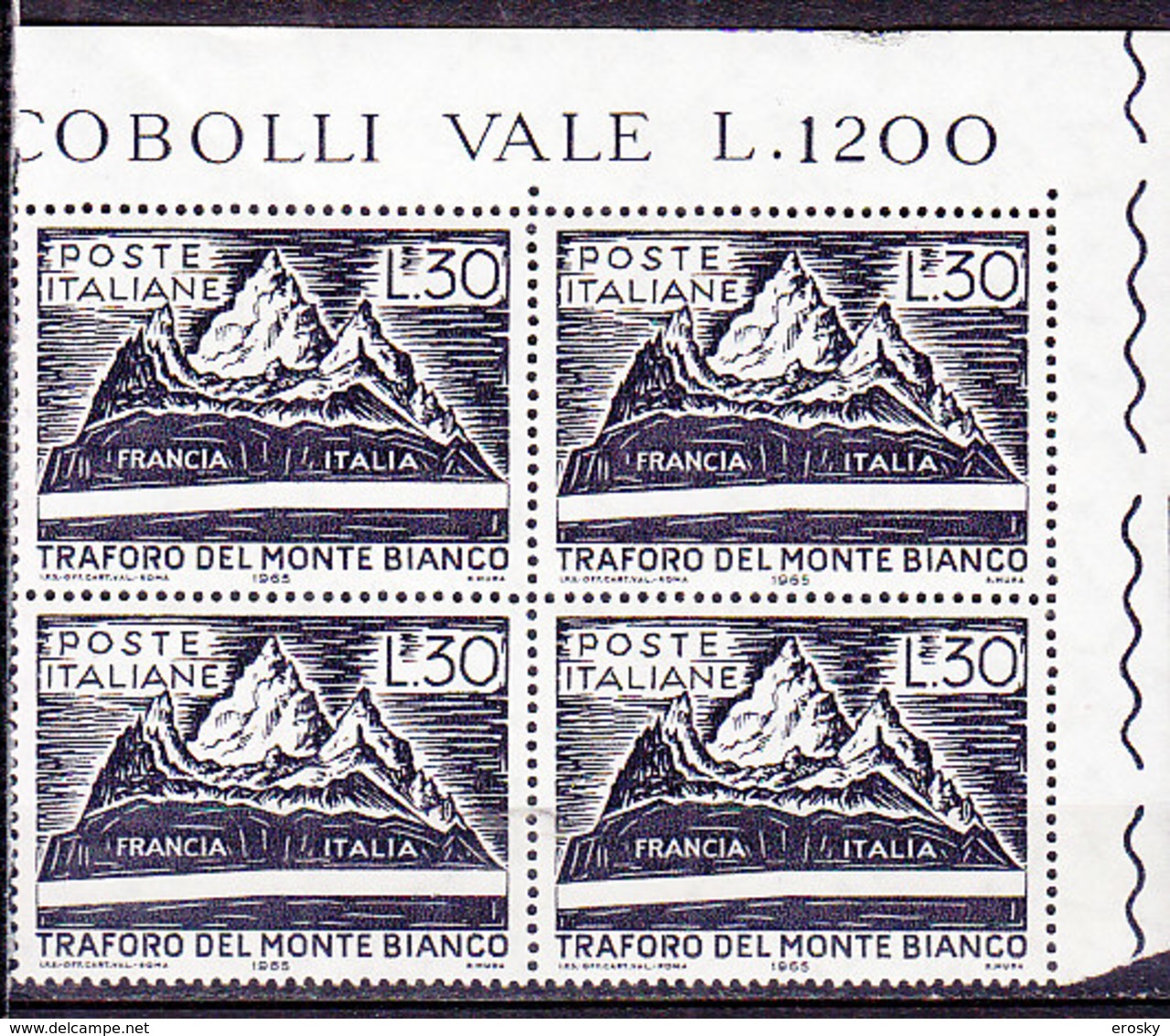 PGL DF032 - ITALIA REPUBBLICA 1965 SASSONE N°1000 ** QUARTINA - 1961-70:  Nuovi