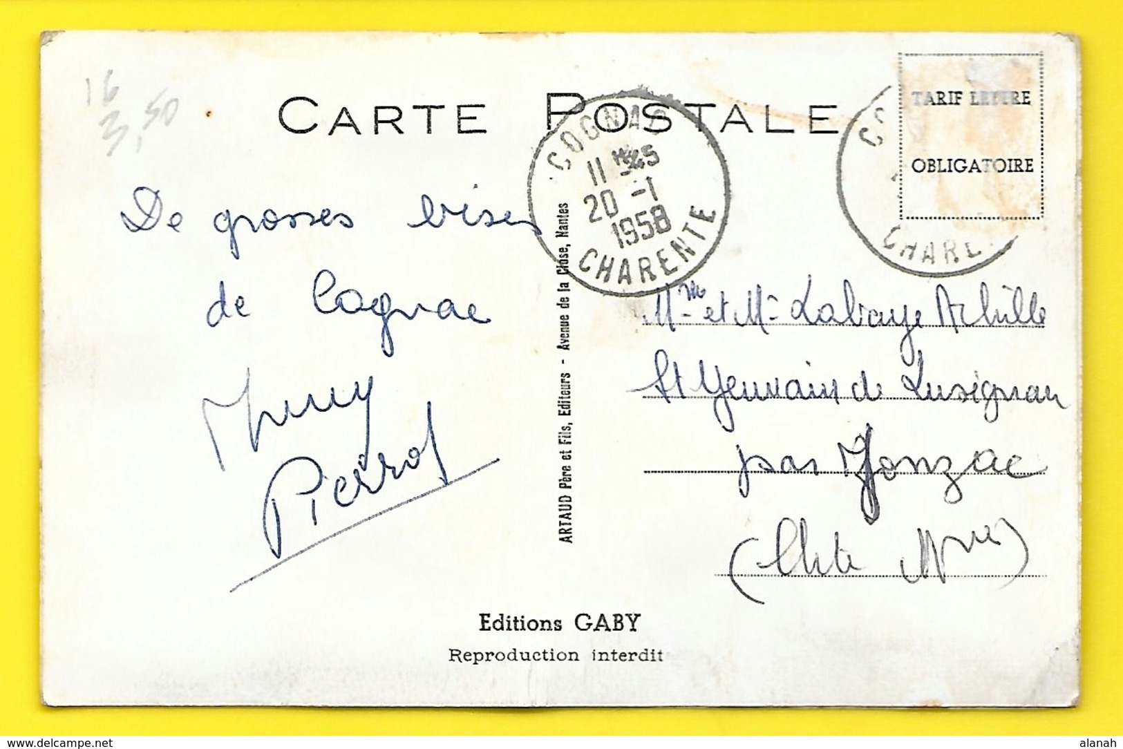 COGNAC Carte à Système (Gaby) Charente (16) - Cognac