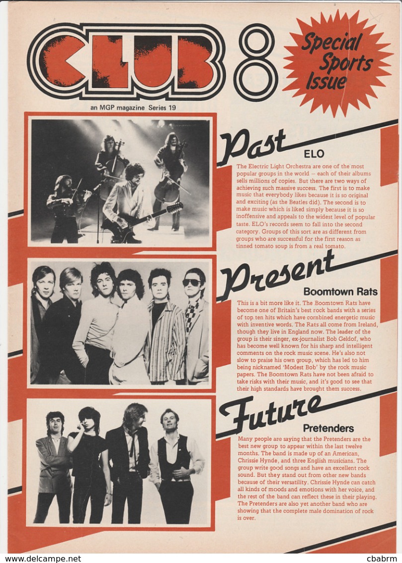 Revue CLUB 8 En Anglais THE PRETENDERS 8 Pages En 1980 An MGP Magazine Series 19 - Cultural