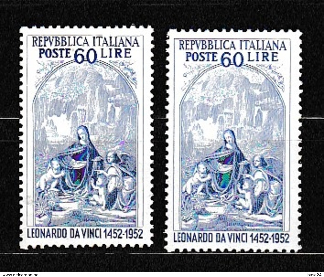 1952 Italia Italy Repubblica LEONARDO DA VINCI 2 Valori 60 Lire MNH** - Madonna