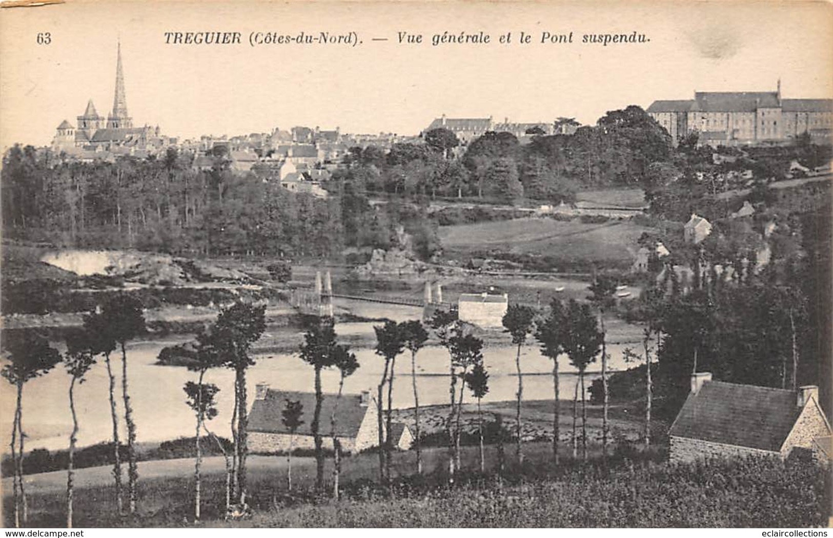 Tréguier          22         Vue Générale Et Pont Suspendu          (voir Scan) - Tréguier