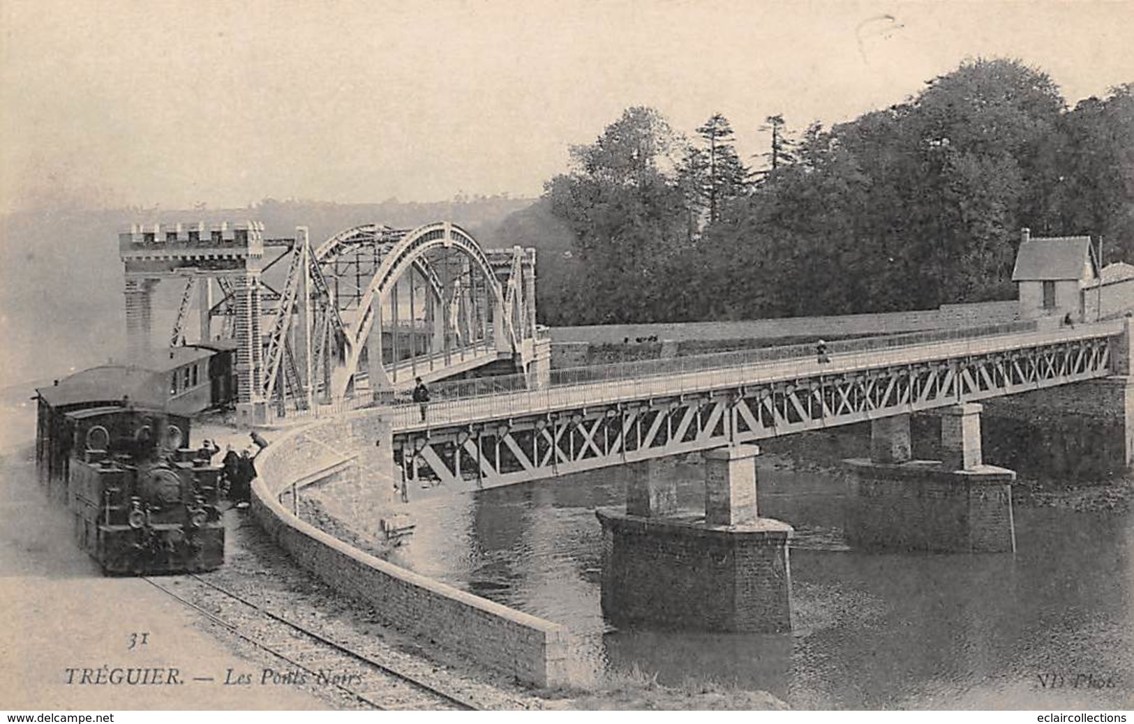 Tréguier          22        Le Pont Noir. Tramway Départemental             (voir Scan) - Tréguier