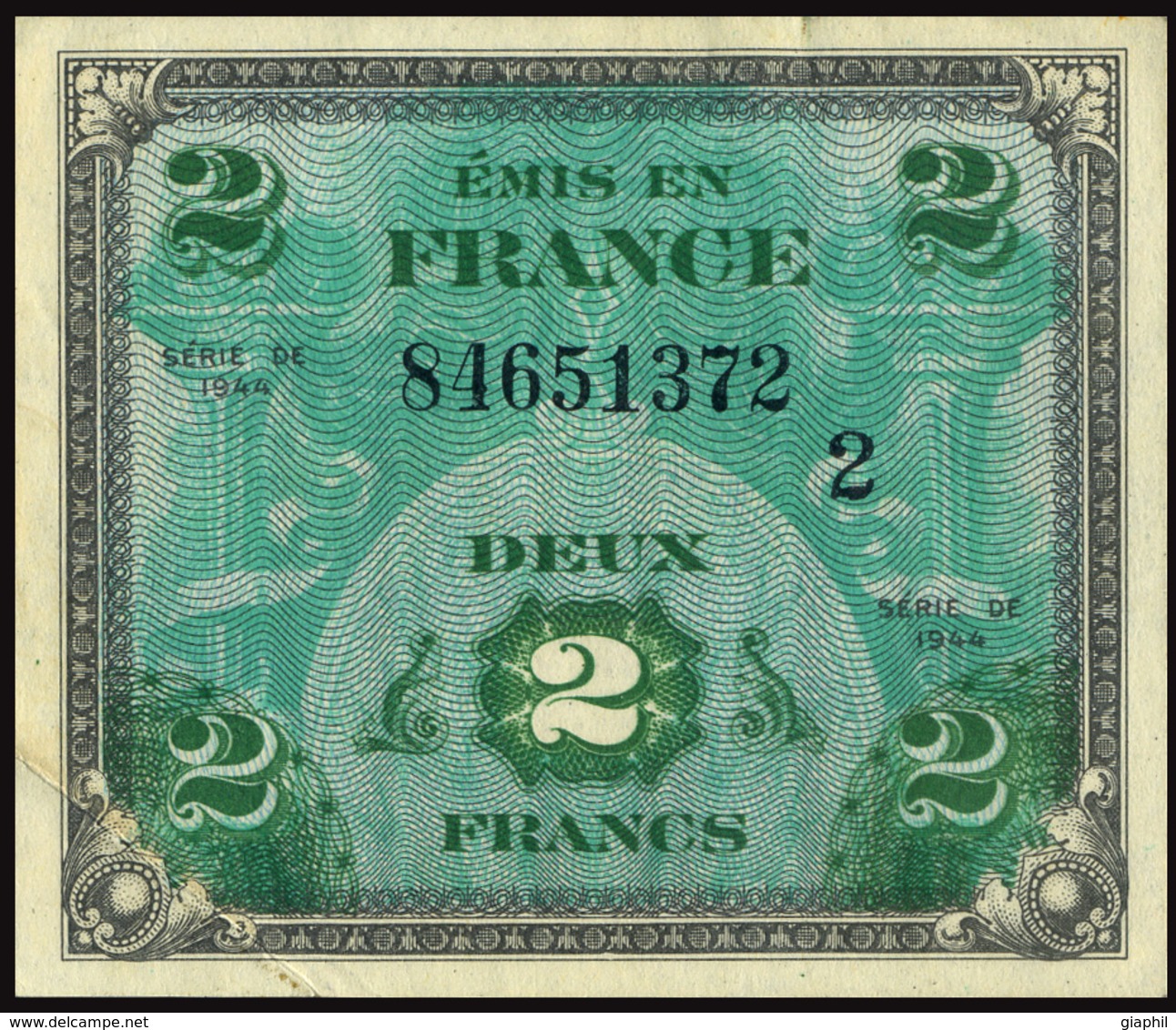 FRANCE 1944 DRAPEAU/FRANCE - 2 FRANCS OFFER!!! - 1944 Bandiera/Francia