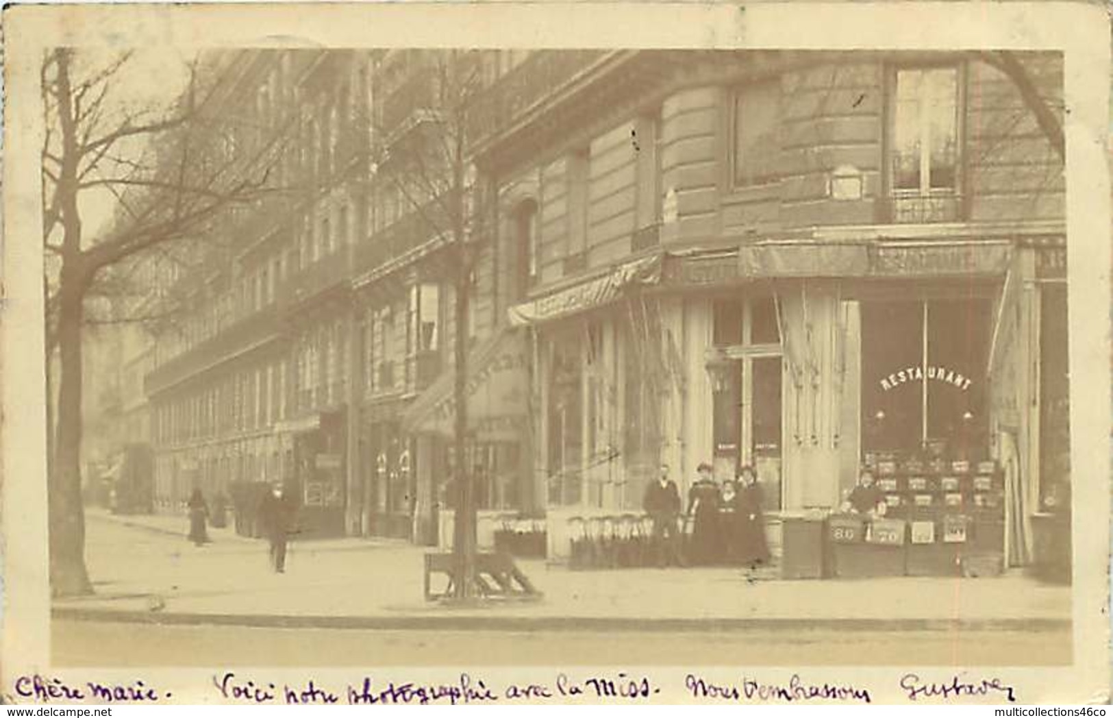 270819 - 75 PARIS VIIIe CARTE PHOTO Restaurant BASTARD - Cachet Postal Avenue Friedland - Cafés, Hôtels, Restaurants