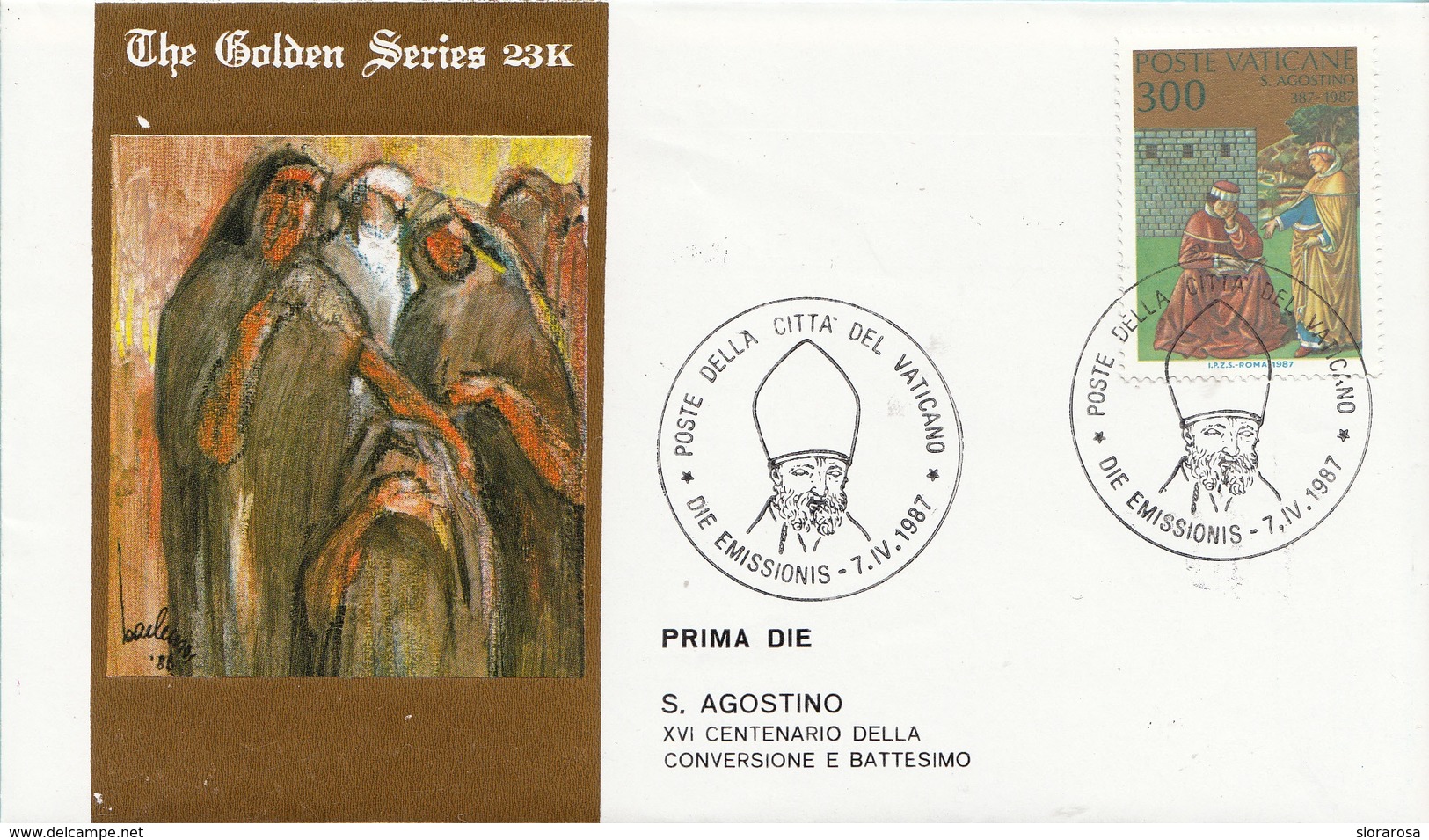 Vaticano 1987 Uf. 802 Sant' Agostino Prime Die Golden Series Con Certificato - Teología