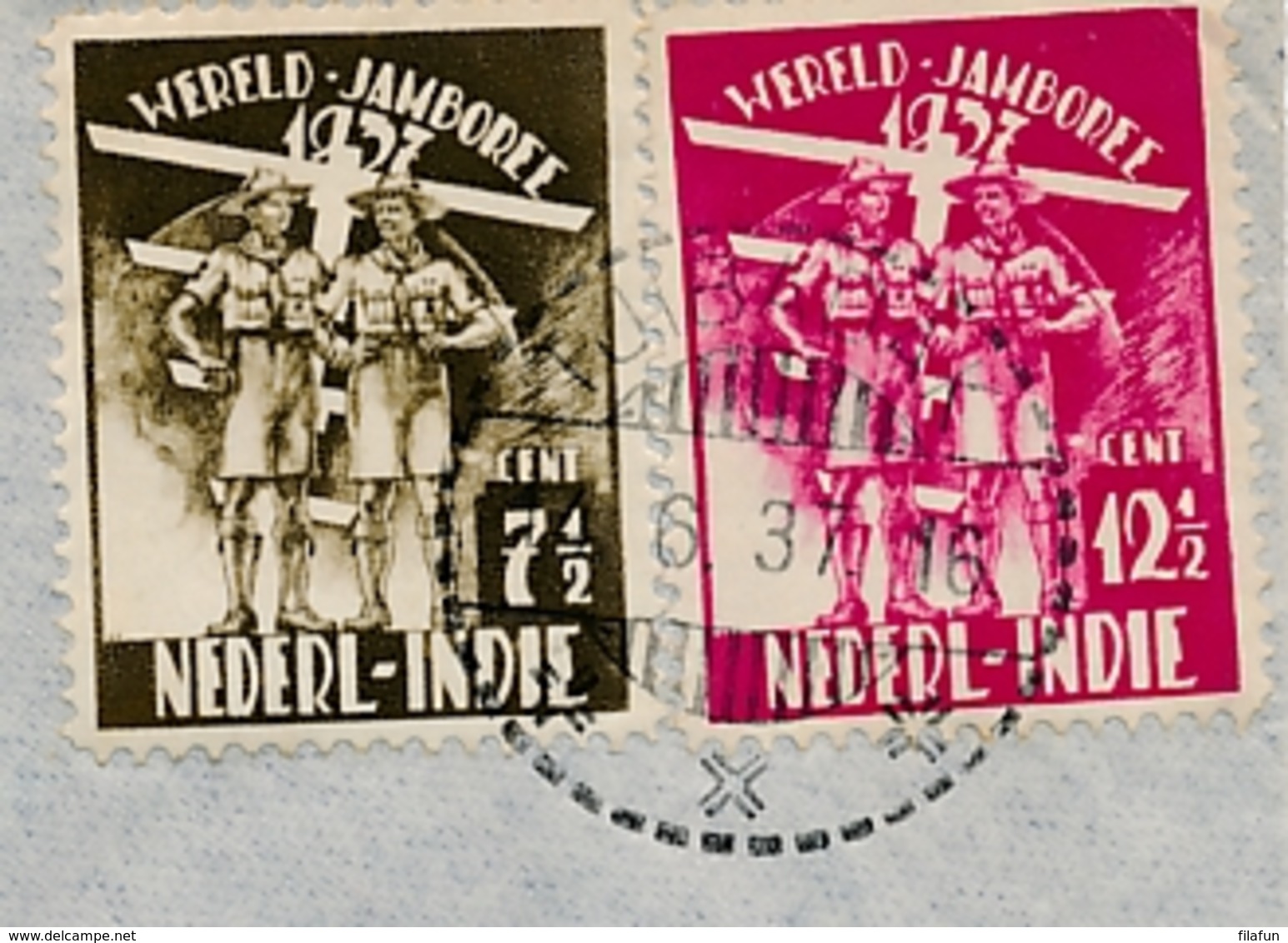 Nederlands Indië - 1937 - Jamboree Serie Op Speciale LP-cover Van LB Tjibadak Naar Zwolle - Nederlands-Indië