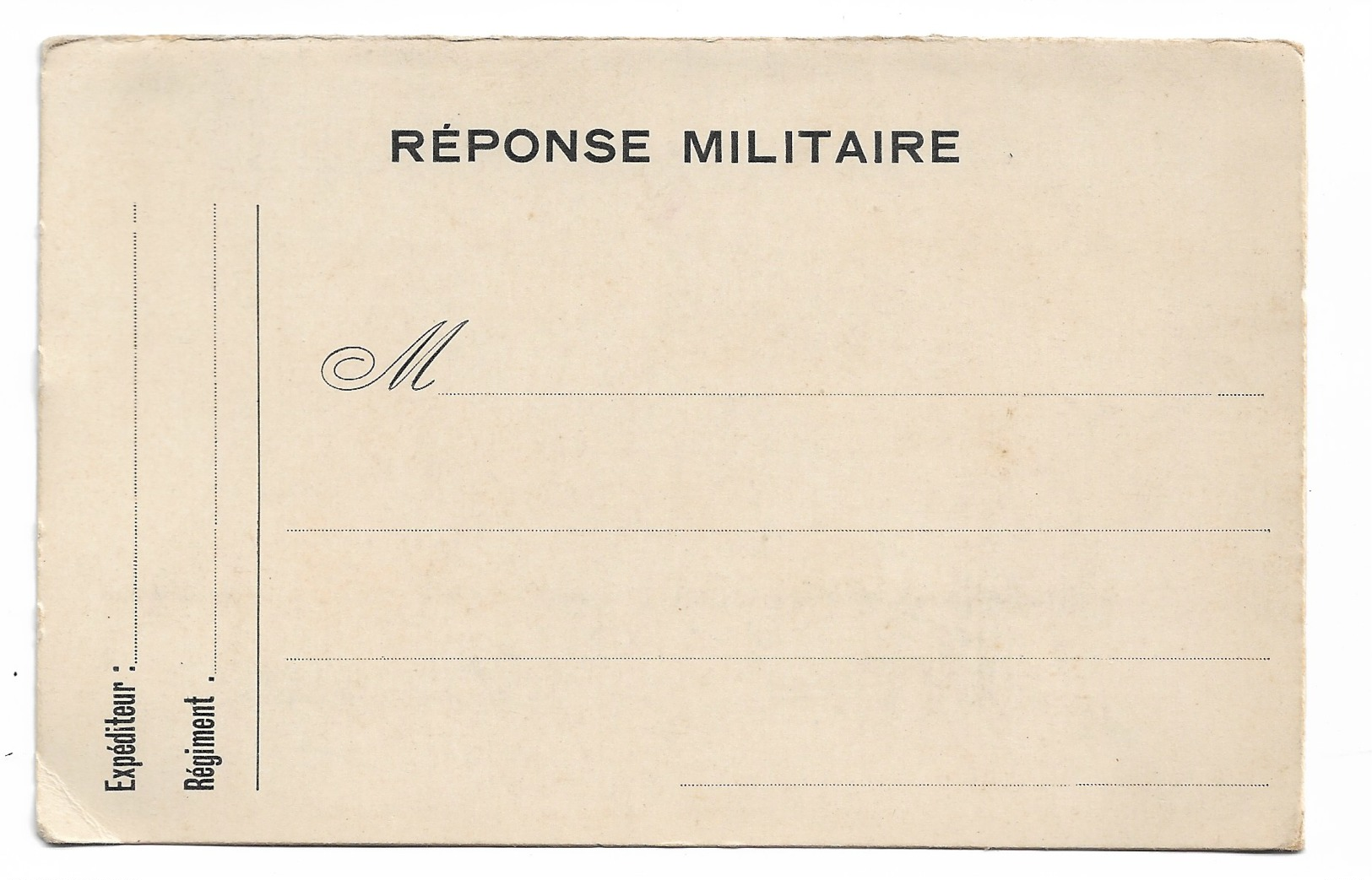 Correspondance Militaire, Franchise , Carte Vierge  Ref 10  Cartonnage épais - Guerre 1914-18