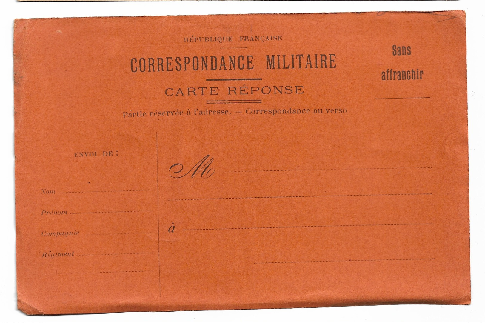 Correspondance Militaire, Franchise , Carte Vierge  Ref 9 - Guerre 1914-18