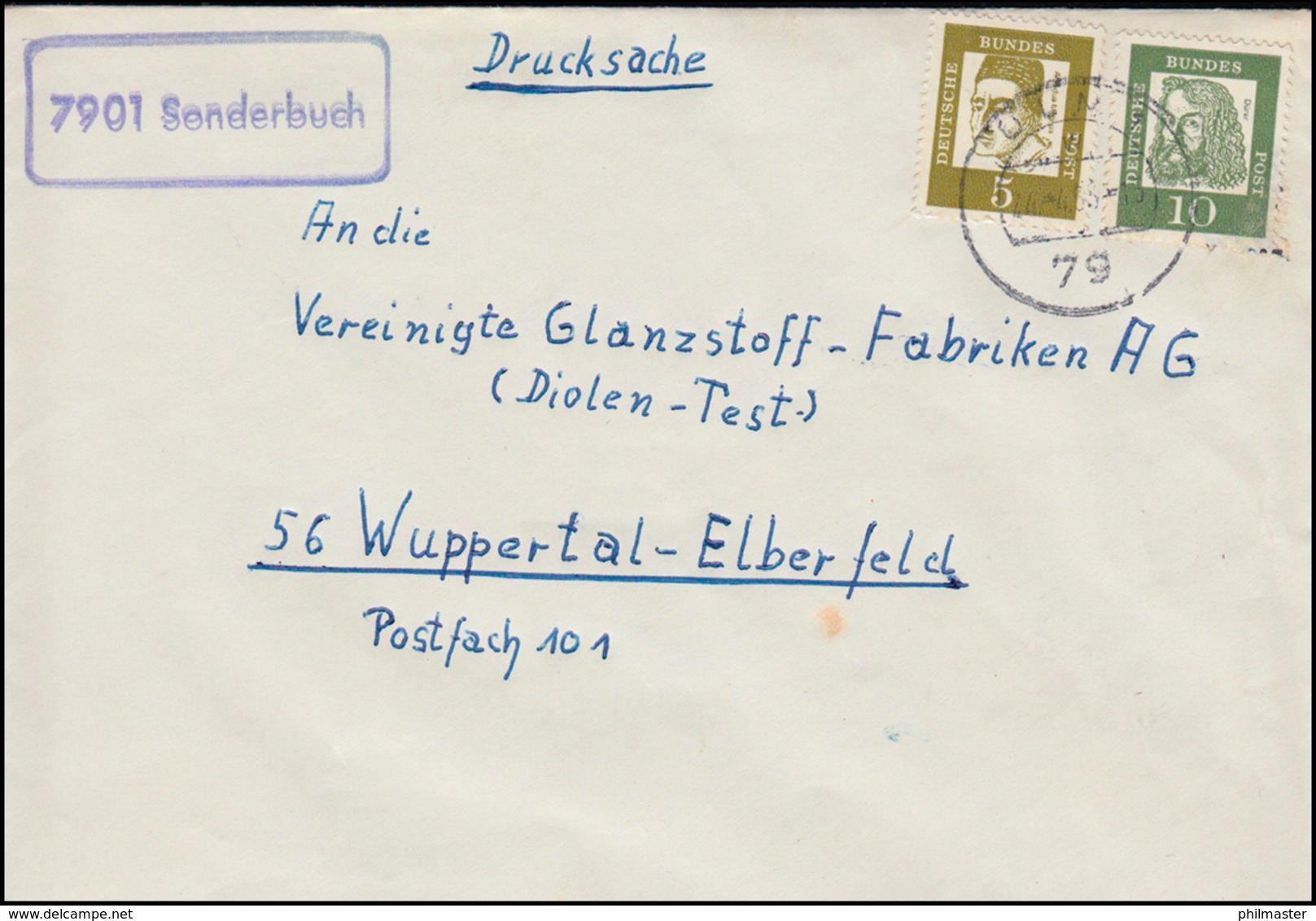 Landpost-Stempel Sonderbuch Drucksache ULM 24.4.1963 Nach Wuppertal - Altri & Non Classificati
