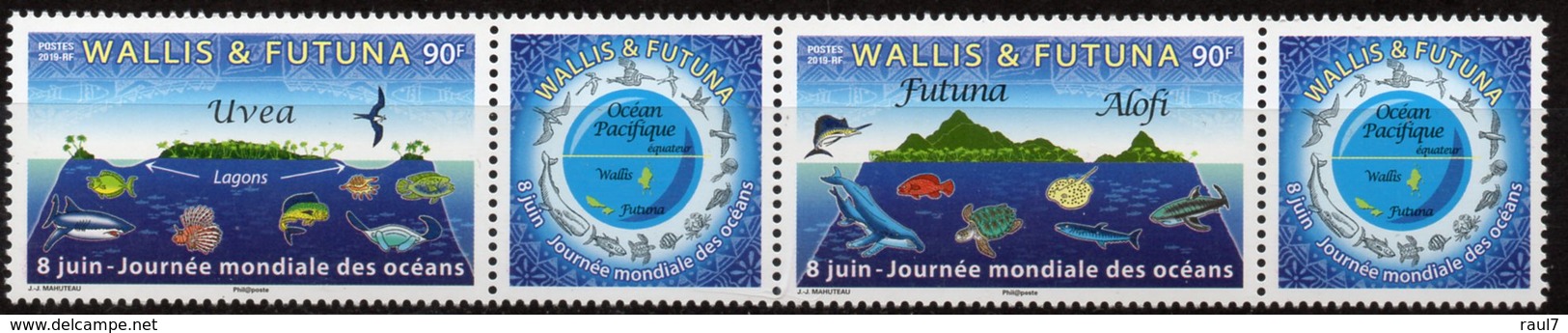 Wallis & Futuna 2019 - Faune Marine, Tortues, Journée Mondiale Des Océans - 2 Val Neuf // Mnh - Neufs