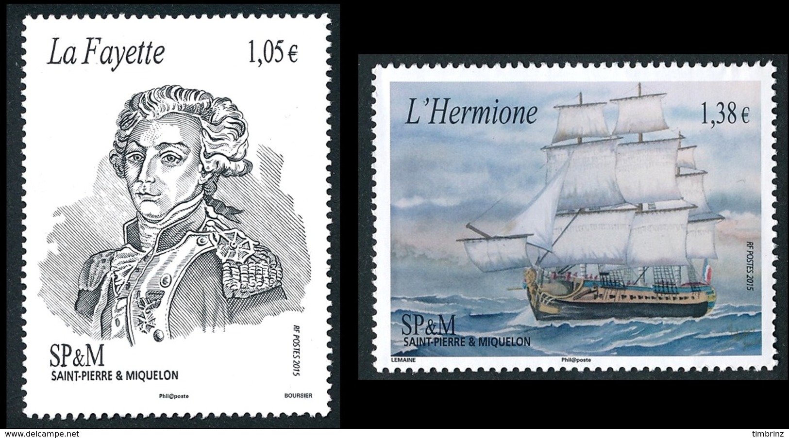 ST-PIERRE ET MIQUELON 2015 - Yv. 1137 Et 1138 **  - Voyage Inaugural Du Bateau Hermione (2 Val.)  ..Réf.SPM11695 - Ungebraucht