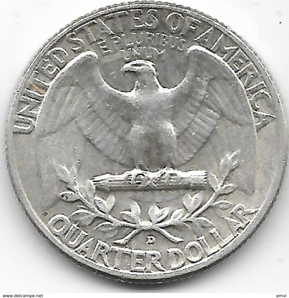 Vente enchere Flash 24 h mise à prix 1 € - 5 pièces 1/4 quarter Dollar - argent 1964 ( D) 1946 (D) 1964 1962 (D) 1943 (D