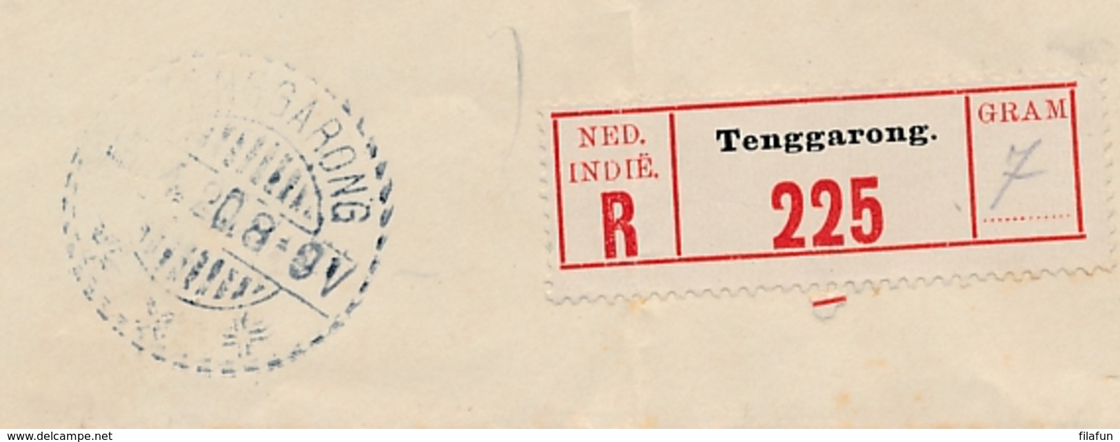 Nederlands Indië - 1920 - 12,5 Cent Opdruk, Envelop G30 + 7,5 Cent Als R-cover Van LB TENGGARONG Via KBu SAMARINDA Naar - Nederlands-Indië