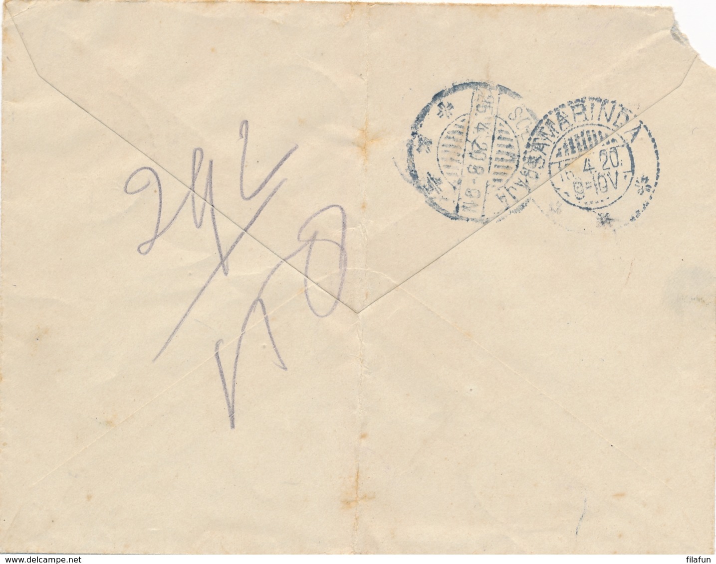Nederlands Indië - 1920 - 12,5 Cent Opdruk, Envelop G30 + 7,5 Cent Als R-cover Van LB TENGGARONG Via KBu SAMARINDA Naar - Nederlands-Indië