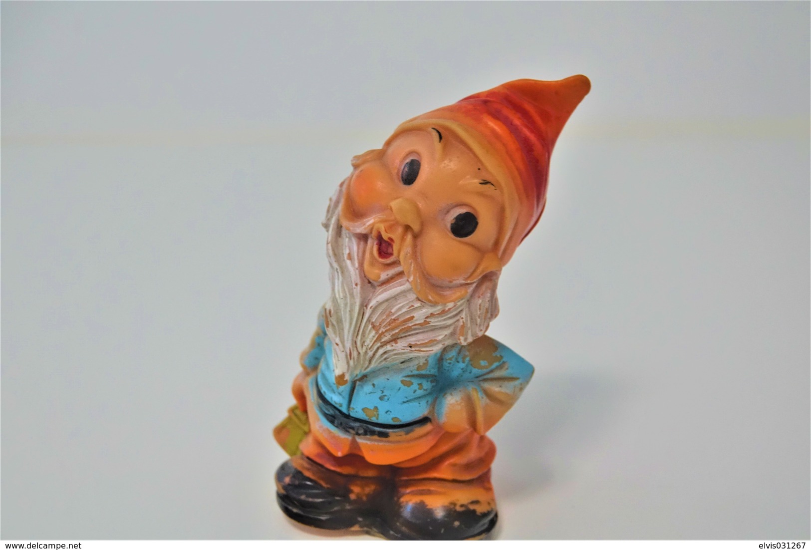 PIEPER POUET SQUEAKY: RUBBERTOYS GNOME KABOUTER  - L=16 - ITALY - Rubber - Vinyl -1960's - Schtroumpfs