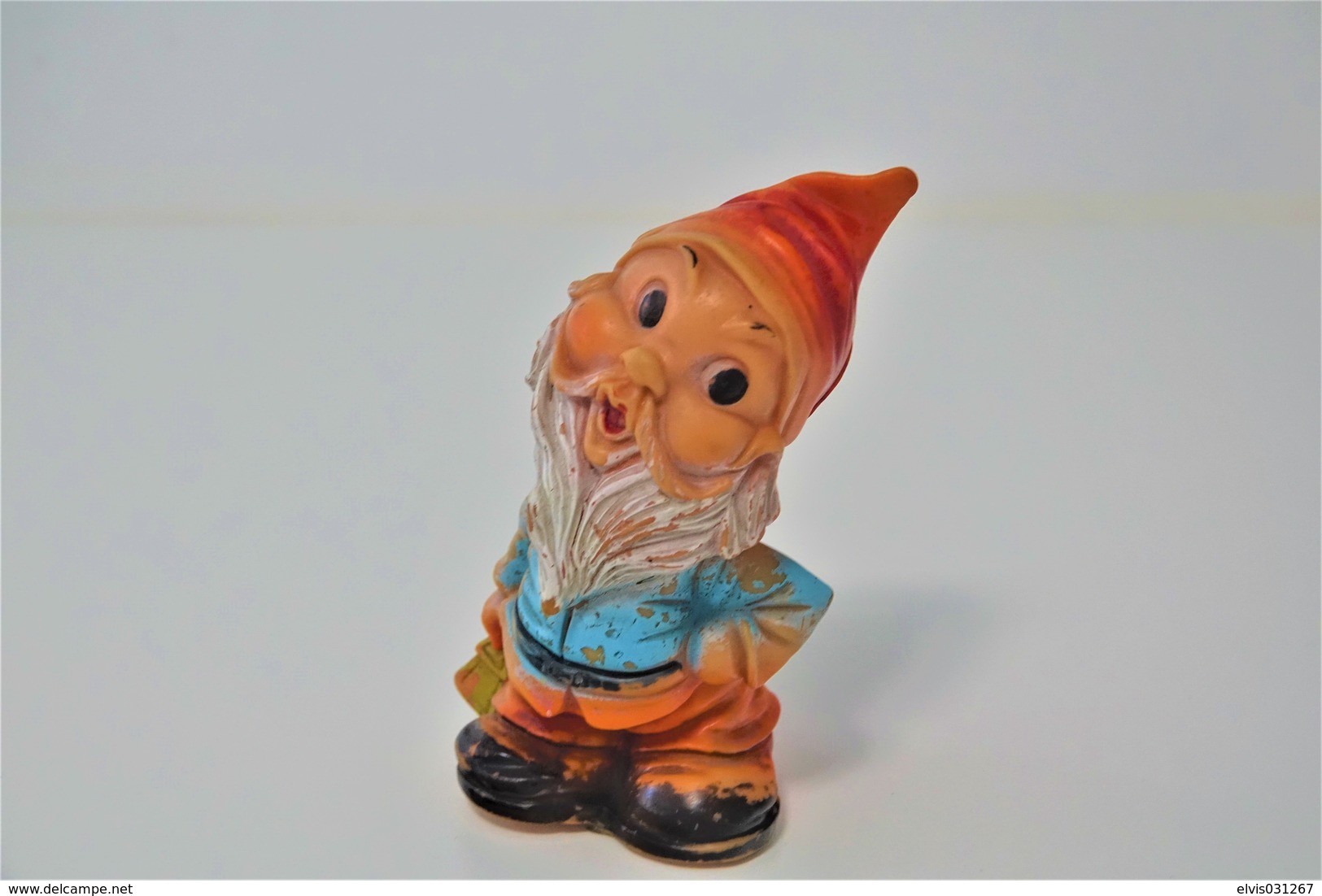 PIEPER POUET SQUEAKY: RUBBERTOYS GNOME KABOUTER  - L=16 - ITALY - Rubber - Vinyl -1960's - Schtroumpfs