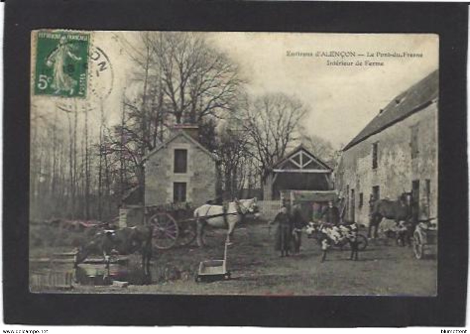 CPA Orne 61 Alencon Environ Le Pont Du Fresne Intérieur De Ferme Circulé - Alencon