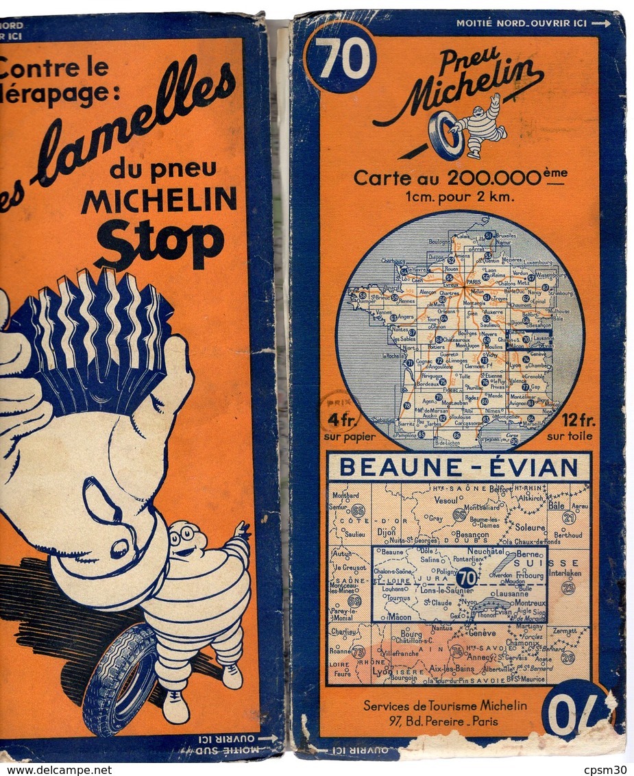 Carte Géographique MICHELIN - N° 070 BEAUNE - EVIAN N° 1012-3527 - Cartes Routières