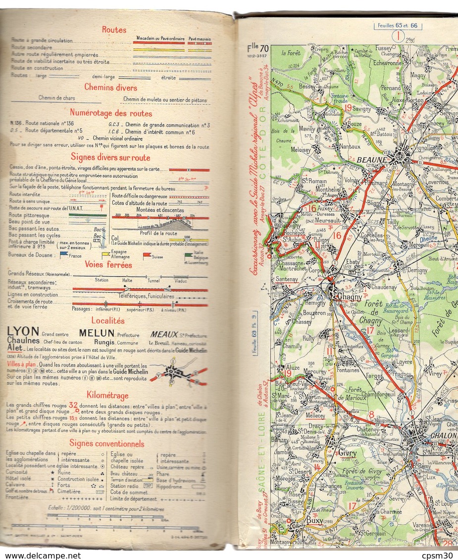Carte Géographique MICHELIN - N° 070 BEAUNE - EVIAN N° 1012-3527 - Cartes Routières